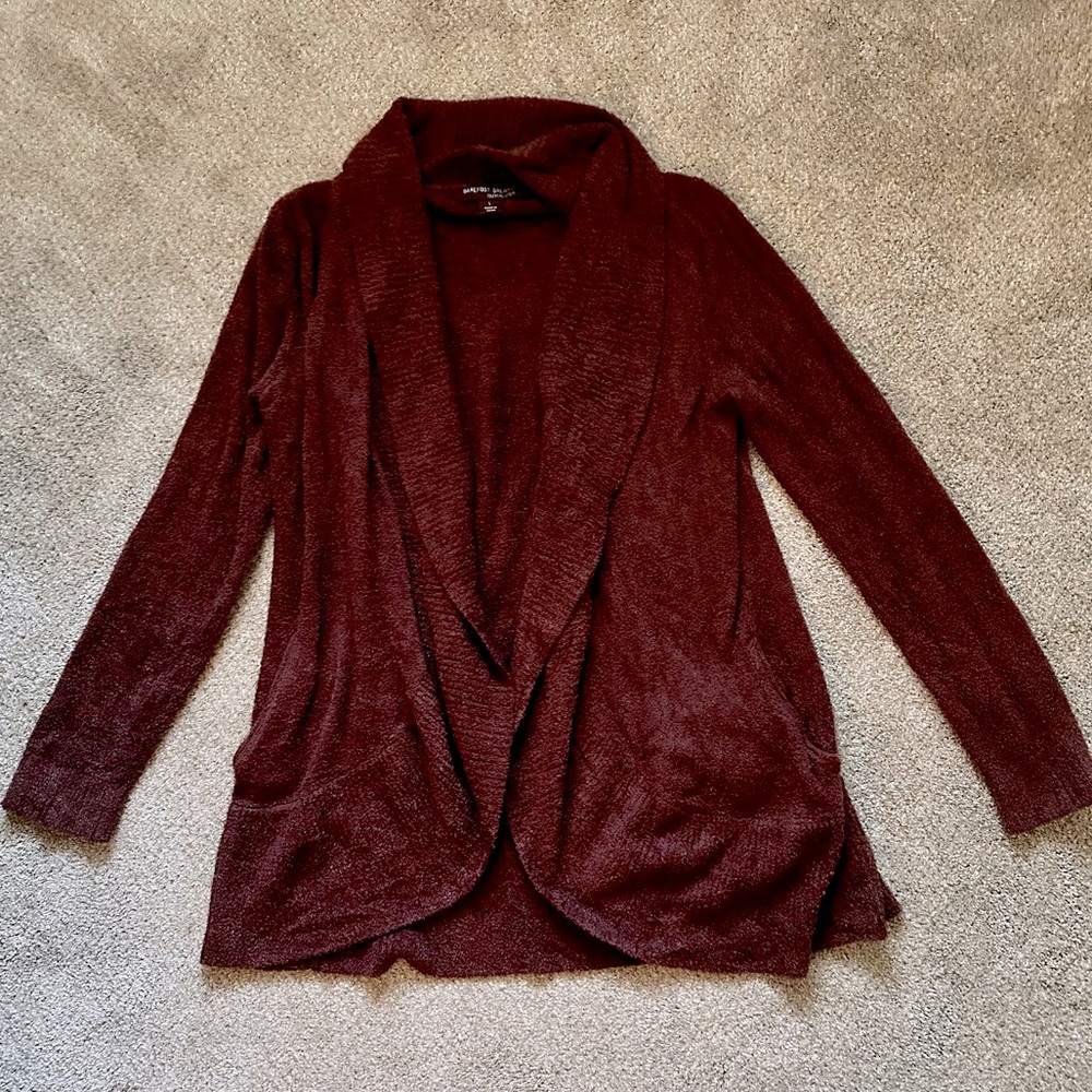 Barefoot Dreams CozyChicLite Cardigan Sweater (Maroon/Berry)